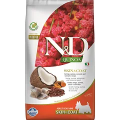 FARMINA N&D Quinoa Dog Skin&Coat Adult Mini herring, coconut 2.5 kg silkė ir kokosas