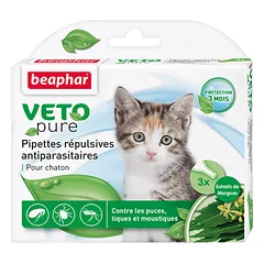 Beaphar Veto Pure Spot On lašai nuo blusų, erkių ir uodų kačiukams nuo 12 savaičių, 0,4 ml, 3 vnt. — 4 nuotrauka