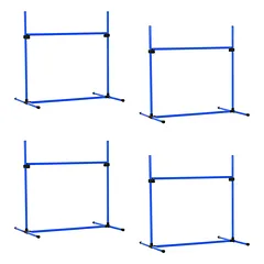 Agility kliūčių rinkinys šunims, 4 reguliuojamo aukščio barjerai, su nešiojimo krepšiu, 99 x 65 x 94 cm, mėlynas