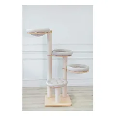 Luxucat SK18 Beige Sizal Rope kačių namelis ir draskyklė su keturiomis miego vietomis, 161 cm aukščio