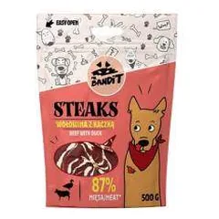 Mr. Bandit Steaks skanėstai šunims su jautiena ir antiena, 500 g