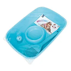 Starter set for kittens Welcome - toilet, scoop, bowl, toy. 37,5x27x8 cm, various colors