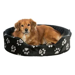 Trixie Jimmy Bed ovali miegamasis šunims ir katėms su letenėlės raštu, juoda, 65×55 cm — 2 nuotrauka