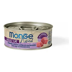 Monge Natural tunas ir vištienos krūtinėlė su jautiena, drėgnas maistas katėms 80 g