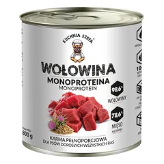 KUCHNIA SZEFA Monoproteina Jautiena 800g drėgna maistas šunims