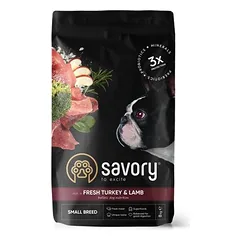 Savory sausas maistas mažų veislių šunims su kalakutiena ir ėriena, < 1,4 kg — 4 nuotrauka