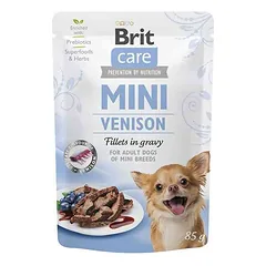 Brit Care Mini Venison fillets in gravy konservai šunims maišeliuose 85g nuotrauka