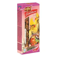 Skanėstas papūgoms Nimfoms su vaisiais VITAPOL Smakers 2 vnt. 90g parduotuvėje petbaze.lt