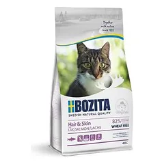 Bozita Hair & Skin Wheat free su lašiša, sausas maistas katėms, < 1,4 kg — 2 nuotrauka