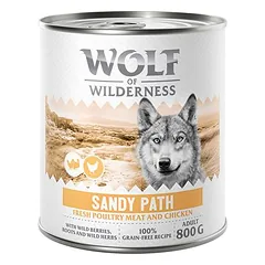 Wolf of Wilderness Adult – su daug šviežios paukštienos, drėgnas maistas šunims 6 x 800 g, Sandy Path - Geflügel mit Huhn — 5 nuotrauka