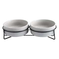 Xingmi Ceramics gyvūnų augintinių dubenėlis, keraminis, dvigubas su geležiniu rėmu