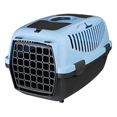 Trixie Transport Box kieta transportavimo dėžė šunims ir katėms, šviesiai pilka/mėlyna, 55x37x34 cm, iki 8 kg