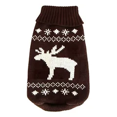 Wolters Strickpullover Elch für Mops & Co. braun/weiß