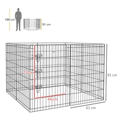 Aptvaras šunims 91 cm aukščio, metalinis, su durelėmis, šunims iki 20 kg, juodas — 3 nuotrauka