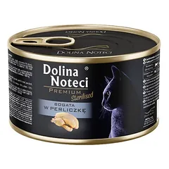 DOLINA NOTECI Premium Turtingas perlinės vištos maistas katėms po sterilizacijos 185 g