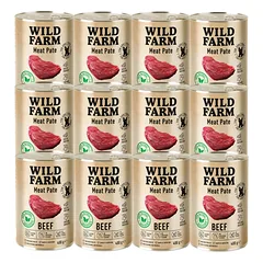 Wild Farm Pate Beef 12x400g ėdalas šunims be glitimo