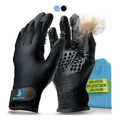 BluePet Fellhandschuh, Fellpflege Handschuh Bürste für Hund, Katze & Pferd