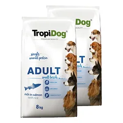 TROPIDOG Premium Adult medium & large breeds lašiša ir ryžiai 2x8kg