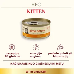 Almo Nature HFC Kitten Chicken vištienos konservai jaunoms katėms, 24 x 70 g — 2 nuotrauka