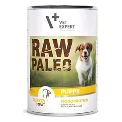 VETEXPERT RAW PALEO Puppy turkey 400 g šlapias maistas šuniukams- kalakutėna