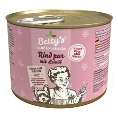 Betty's Landhausküche gryna jautiena, drėgnas maistas šunims, Gryna jautiena su linų aliejumi 6 x 200g — 3 nuotrauka