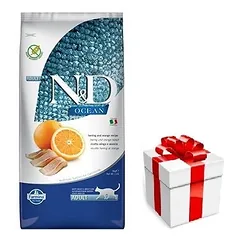 Farmina N&D Ocean feline HERRING & ORANGE ADULT 5kg + STAIGMENA KATEI