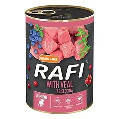 DOLINA NOTECI Rafi junior su veršiena, spanguolėmis ir mėlynėmis - skardinė 400g x6