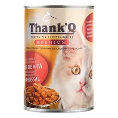 THANK'Q Premium konservas katėms su jautiena 415gx24vnt