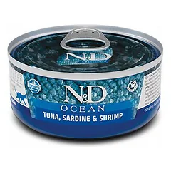 Farmina N&D Ocean Tuna, Sardines, Shrimps konservai suaugusiems katėms, 70 g