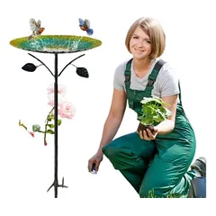 HausPets Außen-Vogelfutter-/Bad Metall Grün 83cm