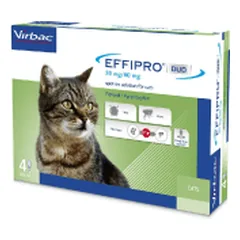 Virbac Effipro Duo užlašinamasis tirpalas nuo erkių ir blusų katėms