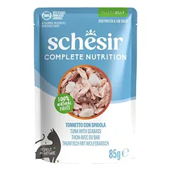 Schesir konservuotas maistas katėms su tunu ir jūriniu ešeriu, želėje, 85g