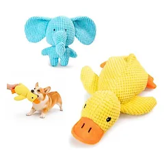 Yiankon Plüsch-Hundespielzeug 2er-Set, Ente und Blauer Elefant