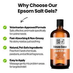 DOGSLIFE Epsom Salt Gel️ MoveEase Deep Relief Rub gelis šunims, sąnarių veiklai 250 ml — 2 nuotrauka