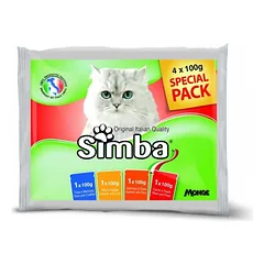 Simba konservuotas pašaras katėms skirtingi skoniai 4x100g mix