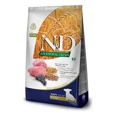 Farmina N&D Ancestral Grain Puppy Mini Lamb & Blueberry sausas maistas šuniukams, 20 kg
