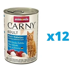 ANIMONDA Carny rinkinys jautiena / menkė su petražolių šaknimi12 x 400 g