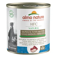 Almo Nature HFC Natural Tunų ir menkių drėgnas maistas suaugusiems šunims, 290 g