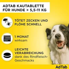 AdTab kramtomosios tabletės vidutinio dydžio šunims, 5,5-11 kg — 2 nuotrauka