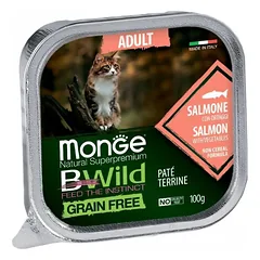 Monge BWild adult paštetas katėms su lašiša ir daržovėmis