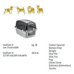 Gyvūnų transportavimo narvas GULLIVER 4 Pilkas, 71x51x50 cm — 2 nuotrauka
