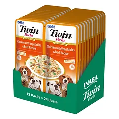 INABA Dog Twin Kurczak, warzywa i wołowina w bulionie dla psów 24x40 g