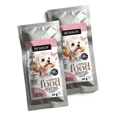 DR MALOU Puppies Liofilizuotas maistas „Antis su ožkos pienu ir kiaušinio tryniu“ – 2 x 10 g sausas maistas šuniukams