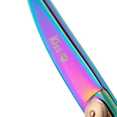 Geib Rainbow Kiss lenktos žirklės - aukštos kokybės lenktos žirklės su mikro dantukais ir vaivorykštės apdaila, Gold / 7,5" — 2 nuotrauka
