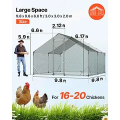 Vištidės narvas VEVOR, 3 × 3 × 2 m — 2 nuotrauka