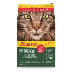JOSERA NatureCat 10kg+1kg sausas be grūdų kačių maistas