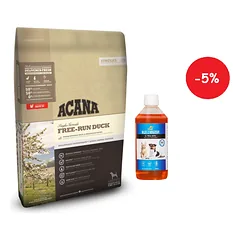 ACANA Free-Run Duck 11,4kg + LAB V Lašišų aliejus šunims ir katėms 500ml