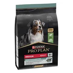 Purina Pro Plan Sensitive Digestion Sausas maistas suaugusiems vidutinio dydžio šunims, turintiems jautrų virškinamąjį traktą (su ėriena) 3 kg