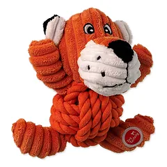 Dog Fantasy Safari Squeaking Tiger With Knot žaislas šunims su cyptuku ir virve, 18 cm