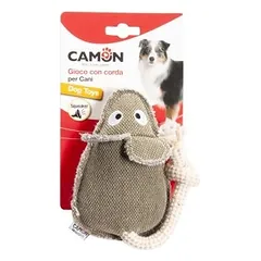 Camon Pliušinė žiurkė šunims su virve ir švilpuku, 35 cm